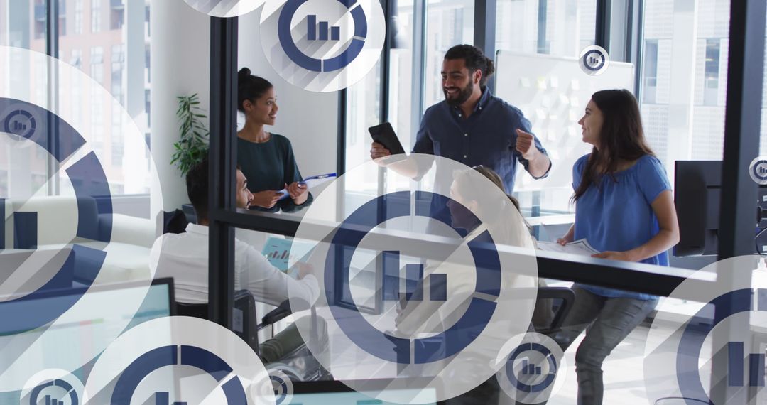 Diverse Business Team Analyzing Global Data Network