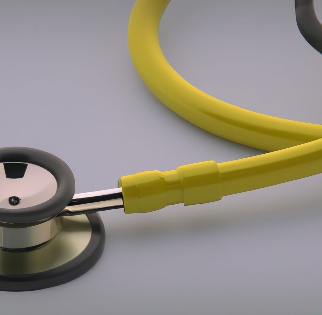 Image of close up with detail of yellow stethoscope on white background - Free Images, Stock Photos and Pictures on Pikwizard.com