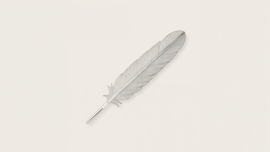 Elegant Single Quill Feather on Light Beige Background