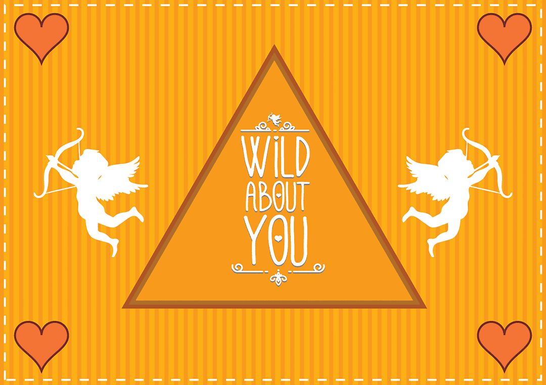 Romantic Design with Valentines and Cupid on Transparent Background