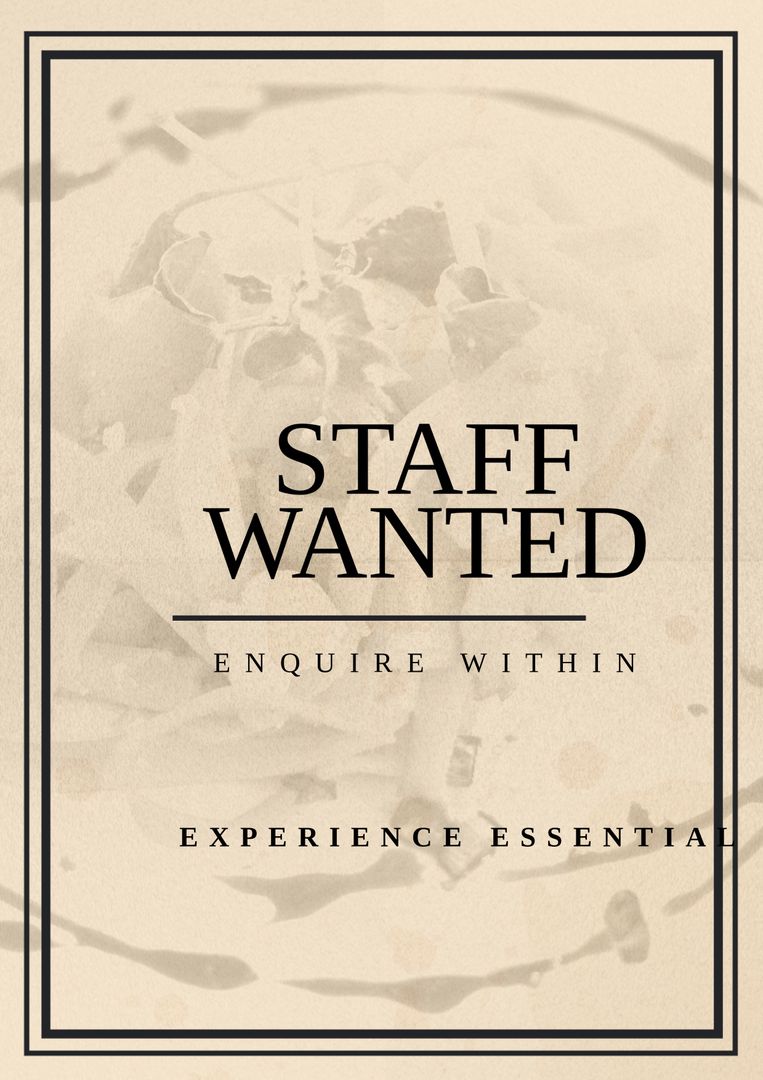 Vintage-Style Recruitment Poster: Staff Wanted, Experience Essential - Download Free Stock Templates Pikwizard.com