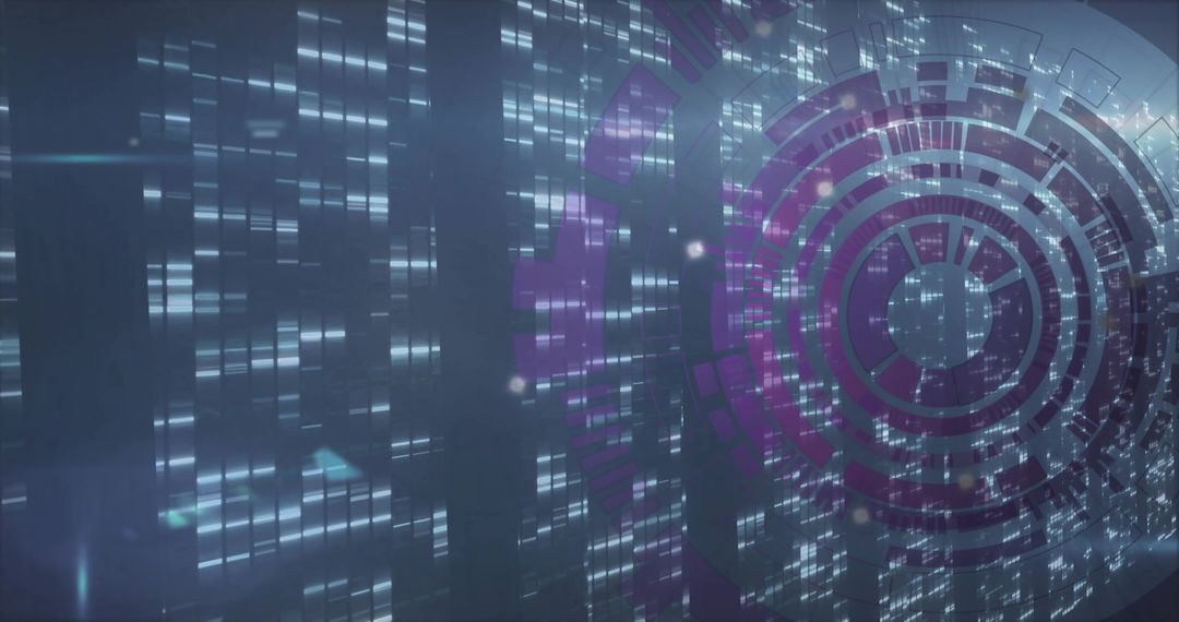 Futuristic HUD Interface with Digital Data Streams