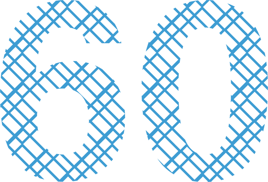 Digital 60 Illustration on Transparent Background with Abstract Shapes