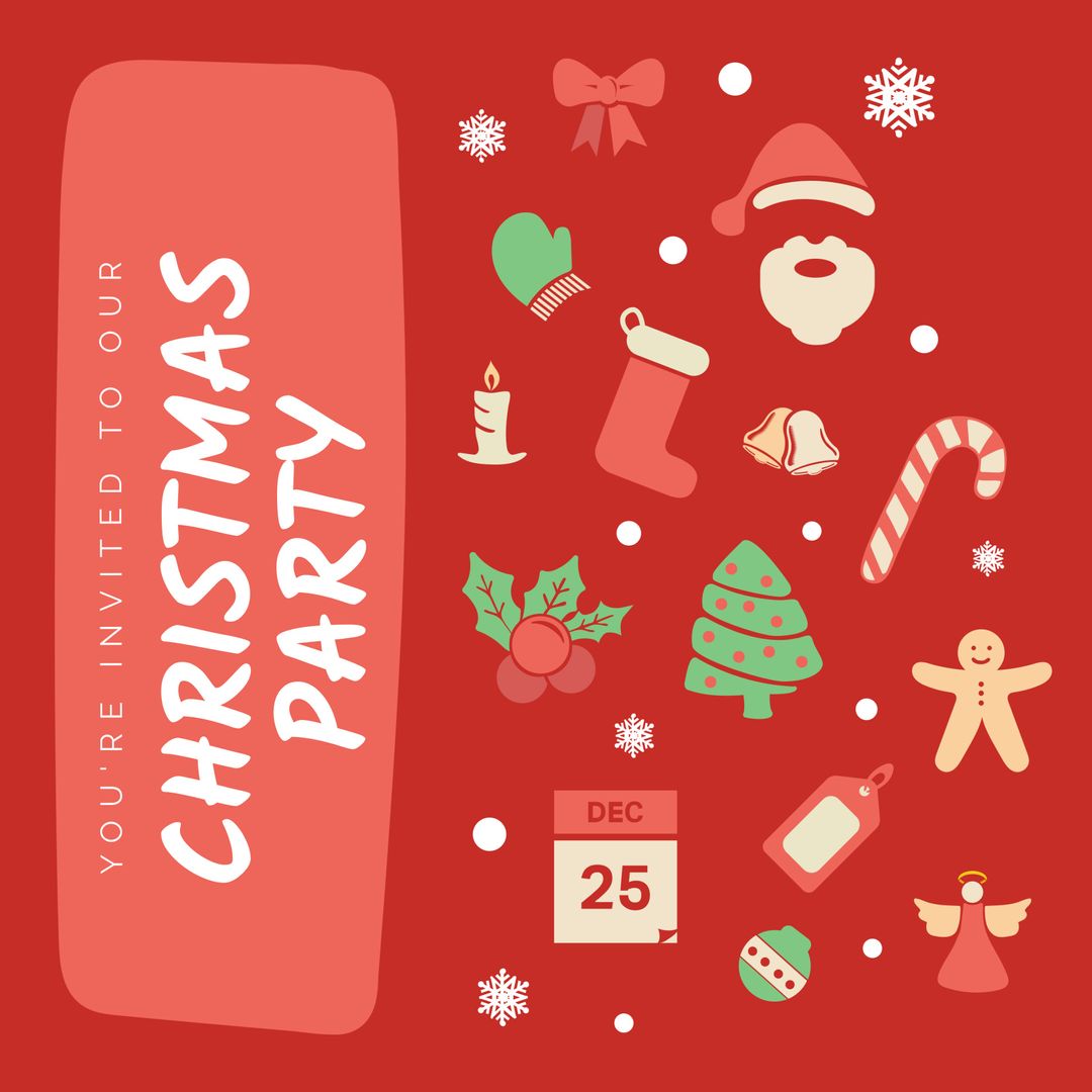 Festive Christmas Party Invitation with Holiday Icons