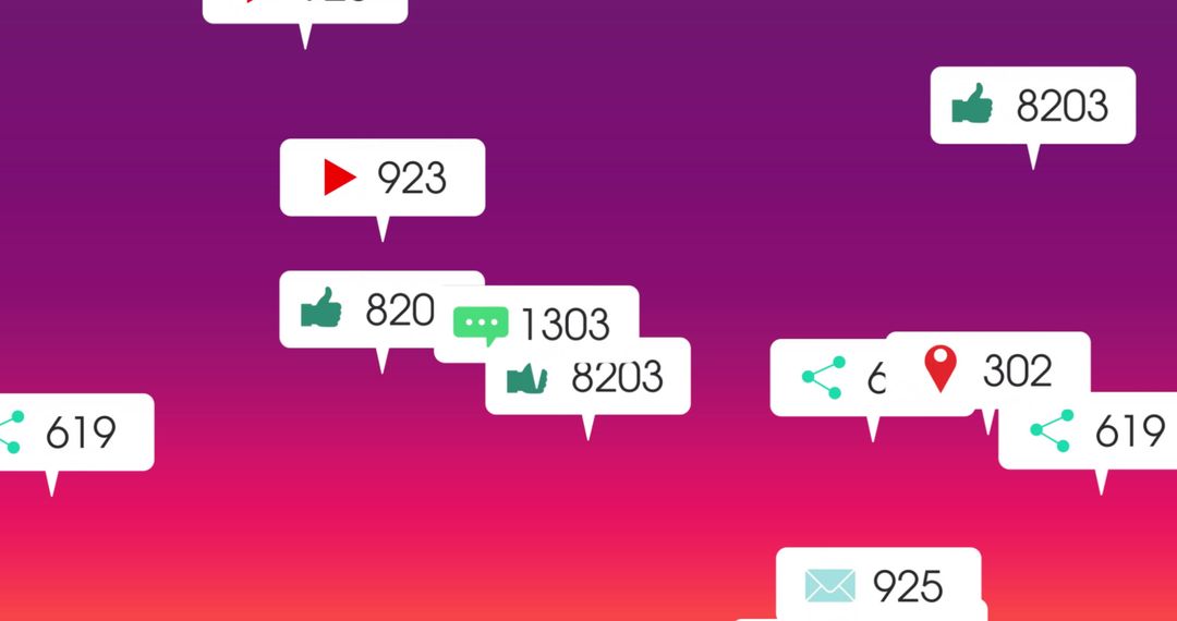 Colorful Social Media Interaction Concept on Gradient Background