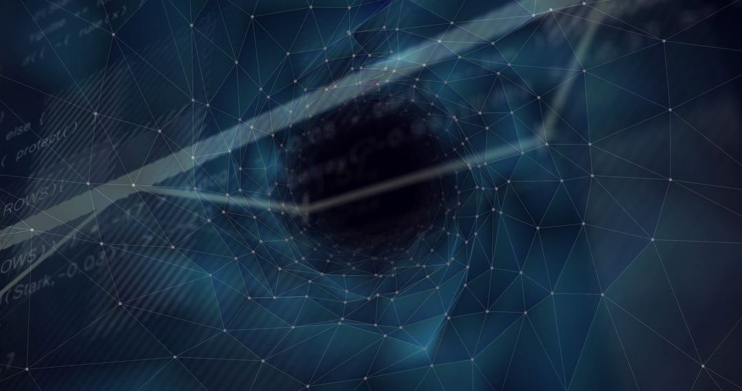 Digital Void with Futuristic Mesh Lines and Code Elements