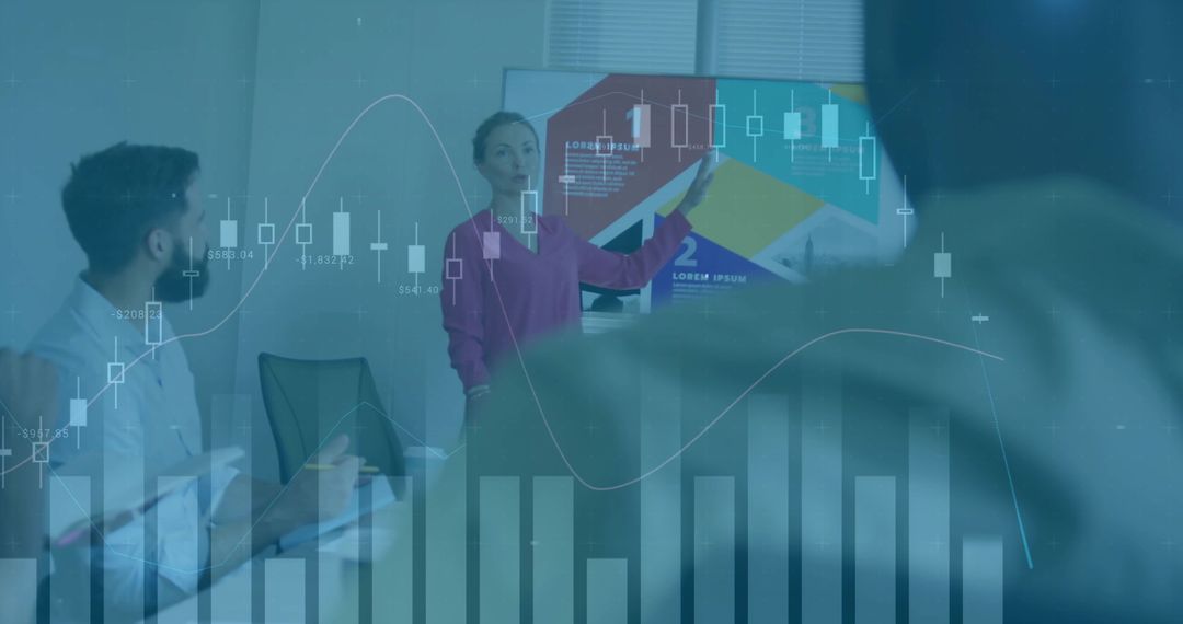 Businesswoman Presenting Data on Interactive Display at Meeting