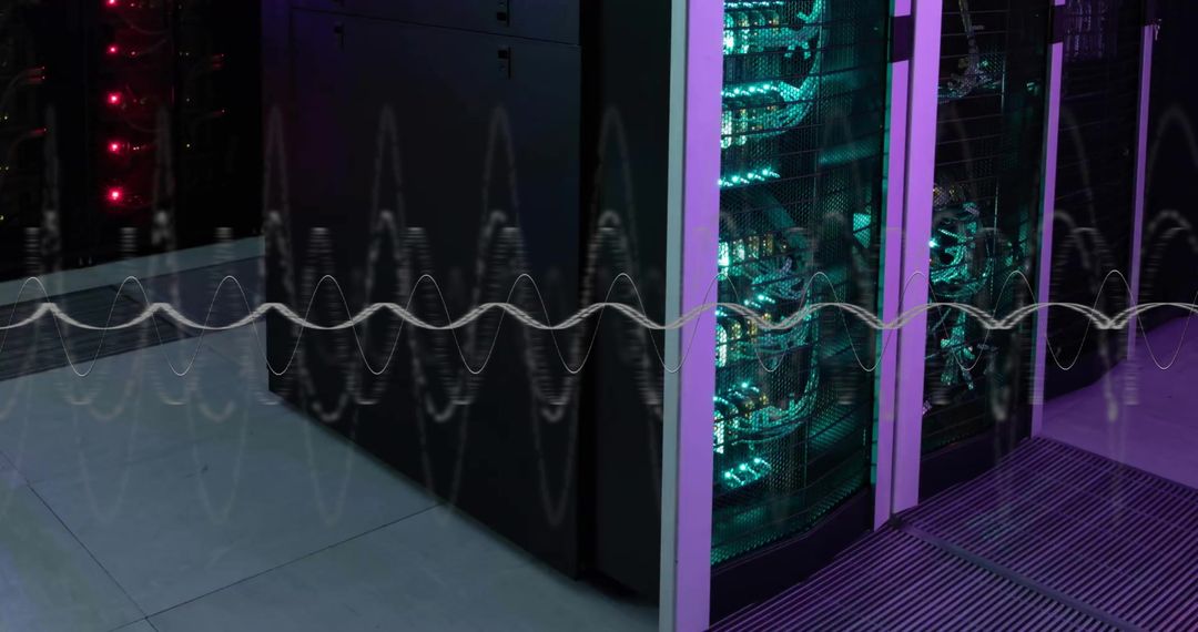Digital Data Waveform Overlapping Server Room