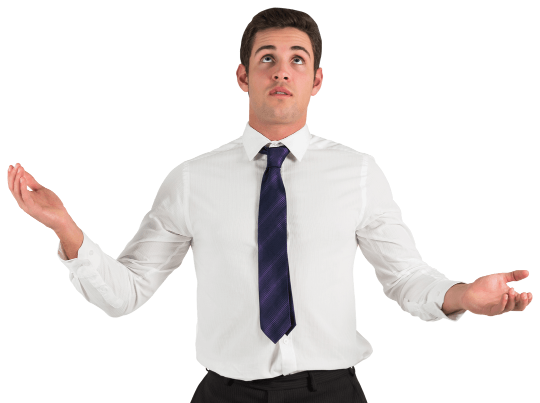 Transparent Businessman Shrugging Confused Gesture Isolated