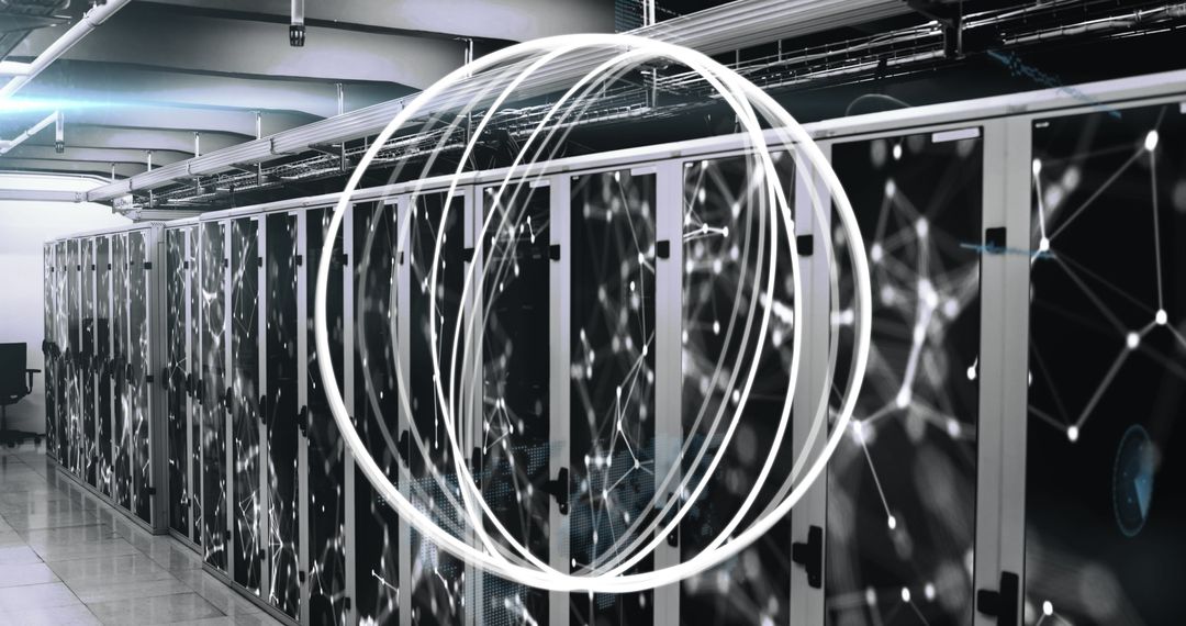 Futuristic Server Room with Abstract Digital Elements