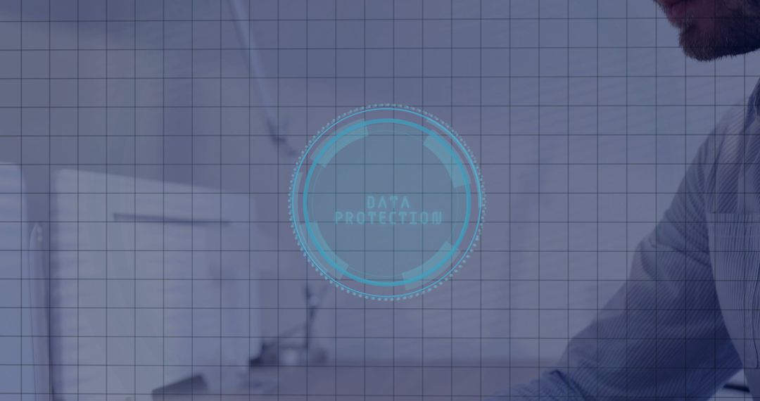 Digital Interface on Office Desk Highlighting Data Protection Concept