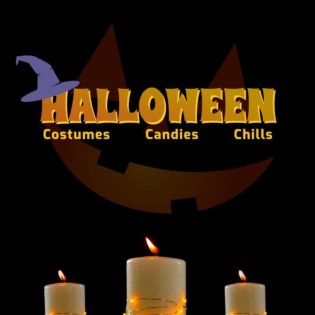 Halloween Celebration Design with Witch Hat and Candles