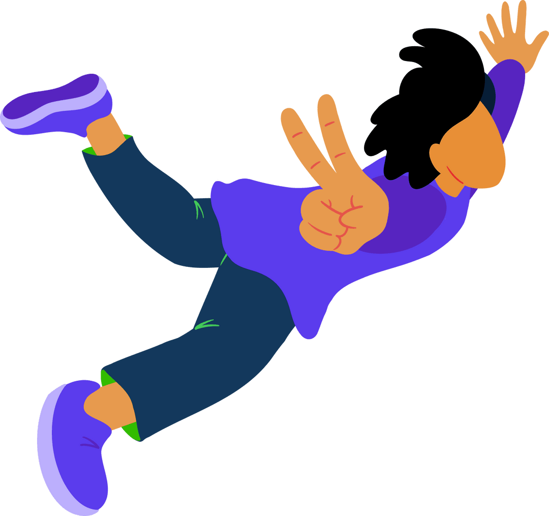 Peaceful Floating Cartoon Character Over Transparent Background