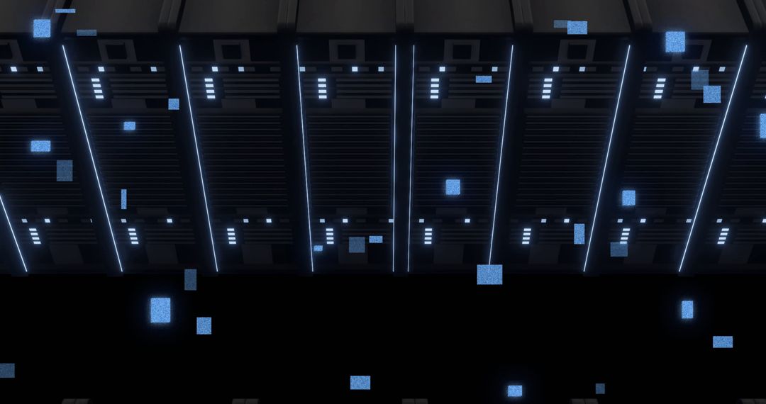 Digital Circuit Board with Data Flows Over Server Racks