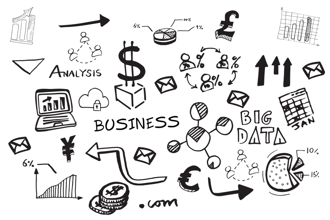 Business Icon Set on Transparent Background for Success Planning