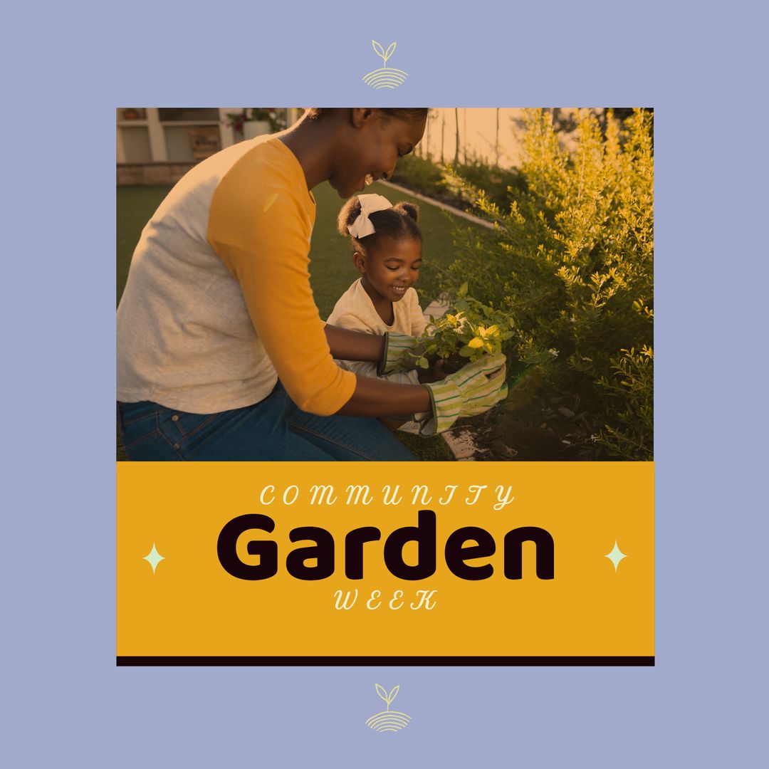 Mother and Daughter Bonding in Vibrant Community Garden