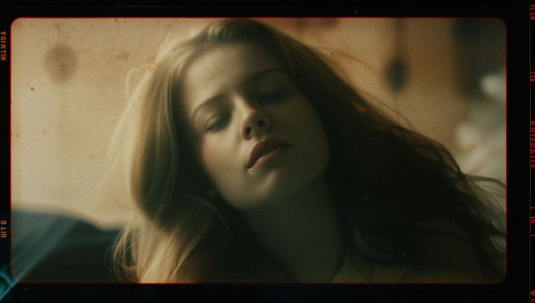 Nostalgic Warm-Toned Reclining Portrait with Vintage Charm