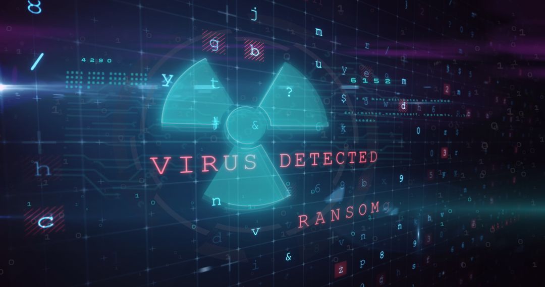Cyber Threats: Virus Detected with Nuclear Symbol Overlay