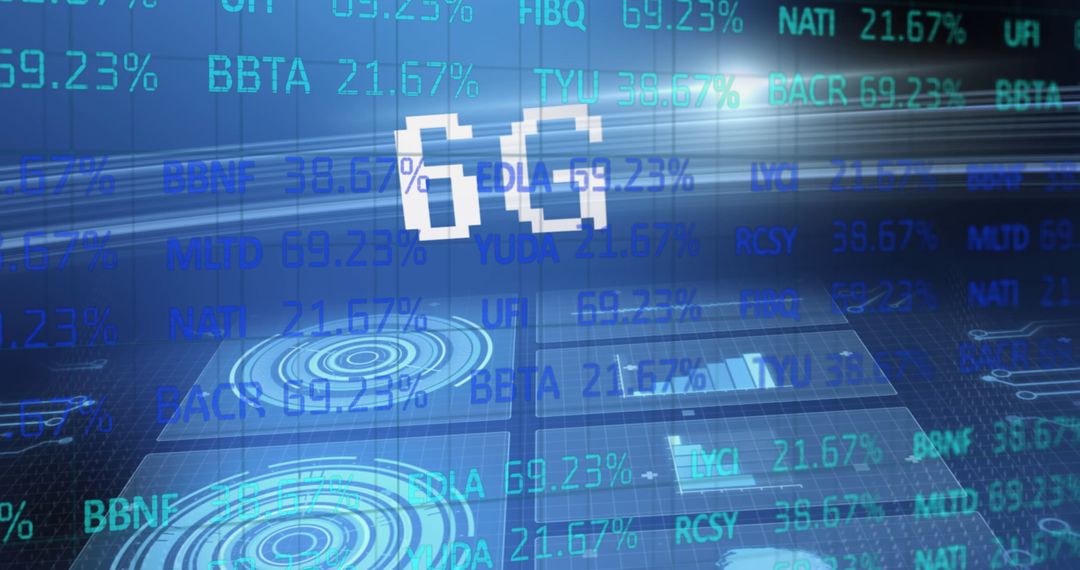 6G Technology and Financial Data in Futuristic Interface