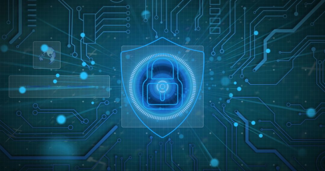 Digital Security Concept with Shield and Circuit Board Design