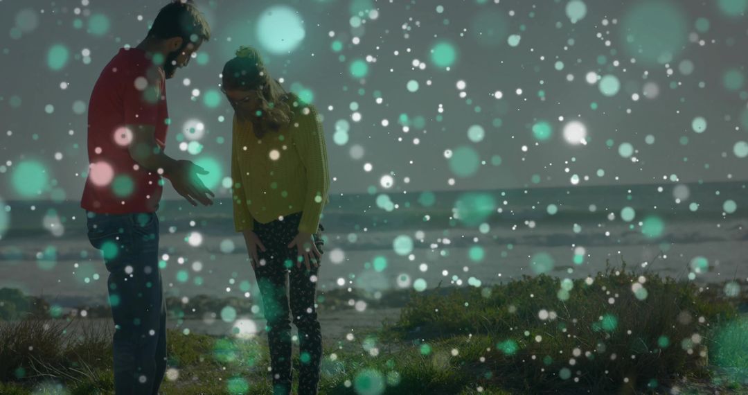 Couple Exploring Scenic Coastal Outdoors with Bokeh Effect