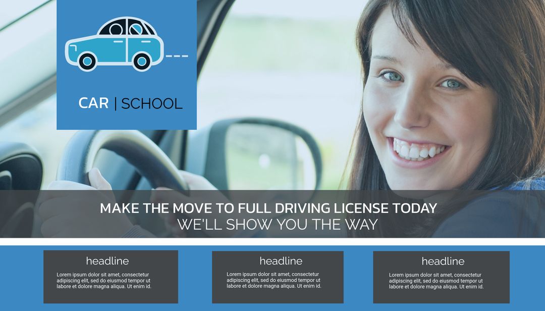 Smiling Woman Driving Car, Promoting Driver Education and Confidence - Download Free Stock Templates Pikwizard.com