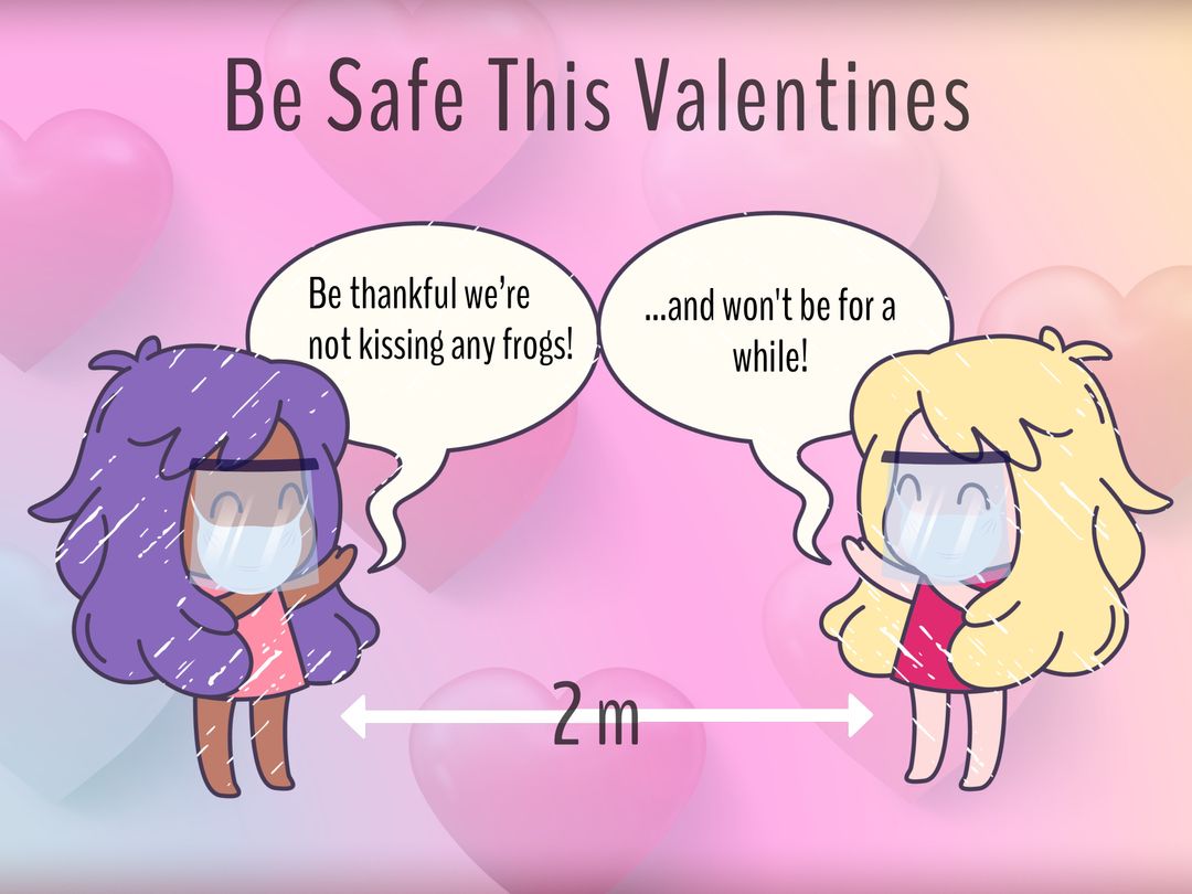 Valentine's Day Social Distance Awareness Cartoon