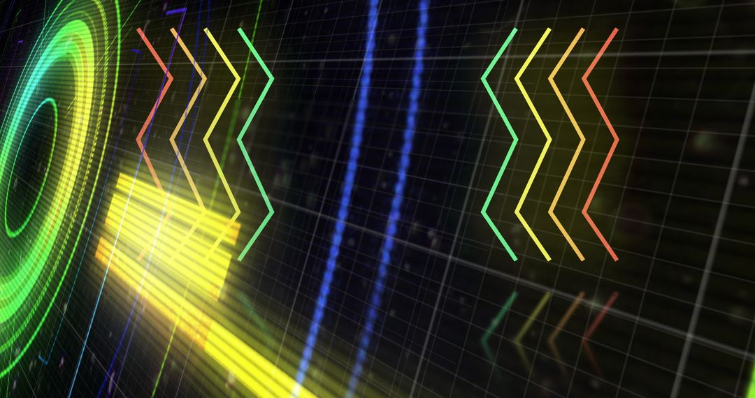 Digitally Generated Neon Lights and Data Interface Background