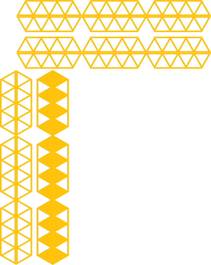 Geometric yellow shapes on transparent background with copy space