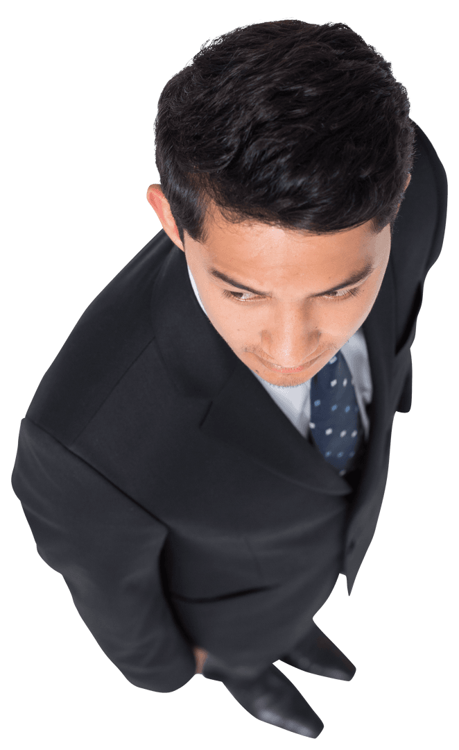 Top View Asian Business Man Standing Transparent Background