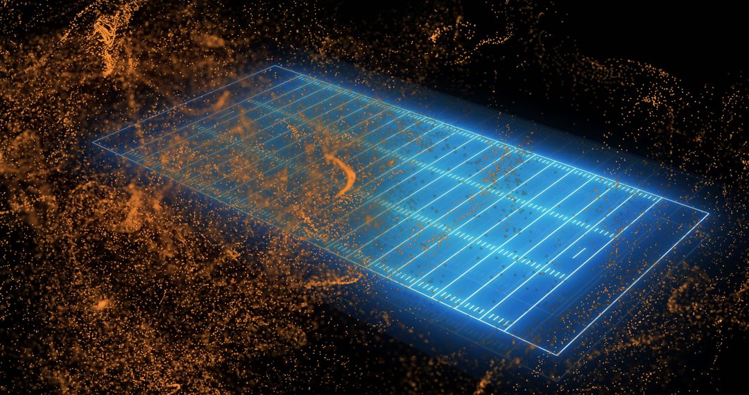 Neon Sports Field Hologram with Gold Light Particles
