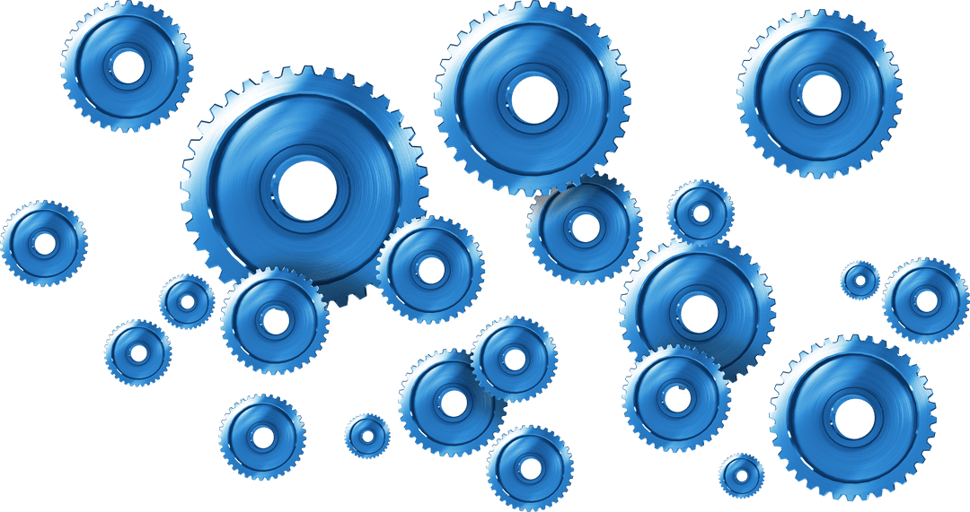 Transparent Background with Shiny Blue Gears Vector Illustration