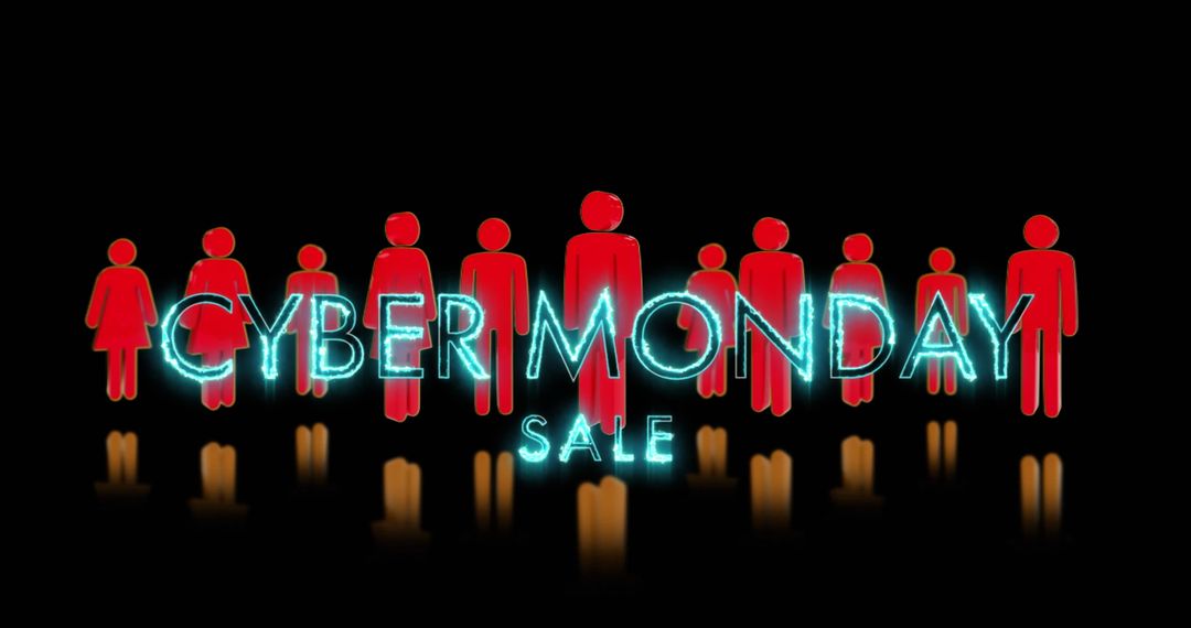 Cyber Monday Sale Concept with Abstract Human Graphics