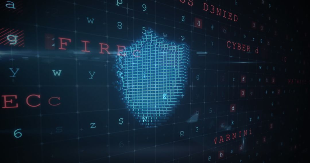 Digital Security Shield with Cyber Attack Warning Overlay