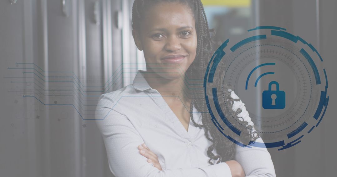 Female Engineer Symbolizing Network Security in Data Center
