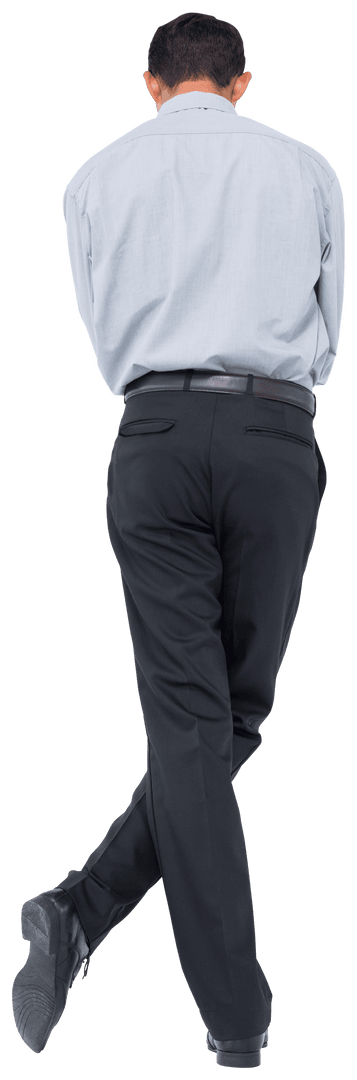 Back View of Businessman Standing Against Transparent Background