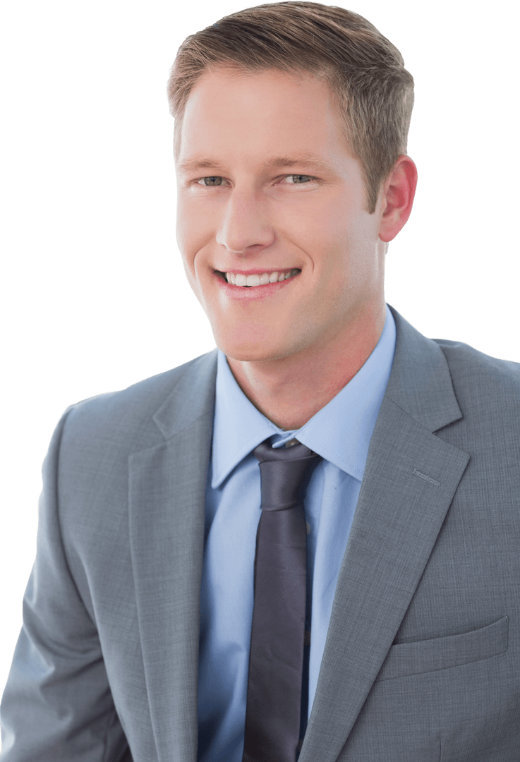 Happy Businessman Smiling Against Transparent Background