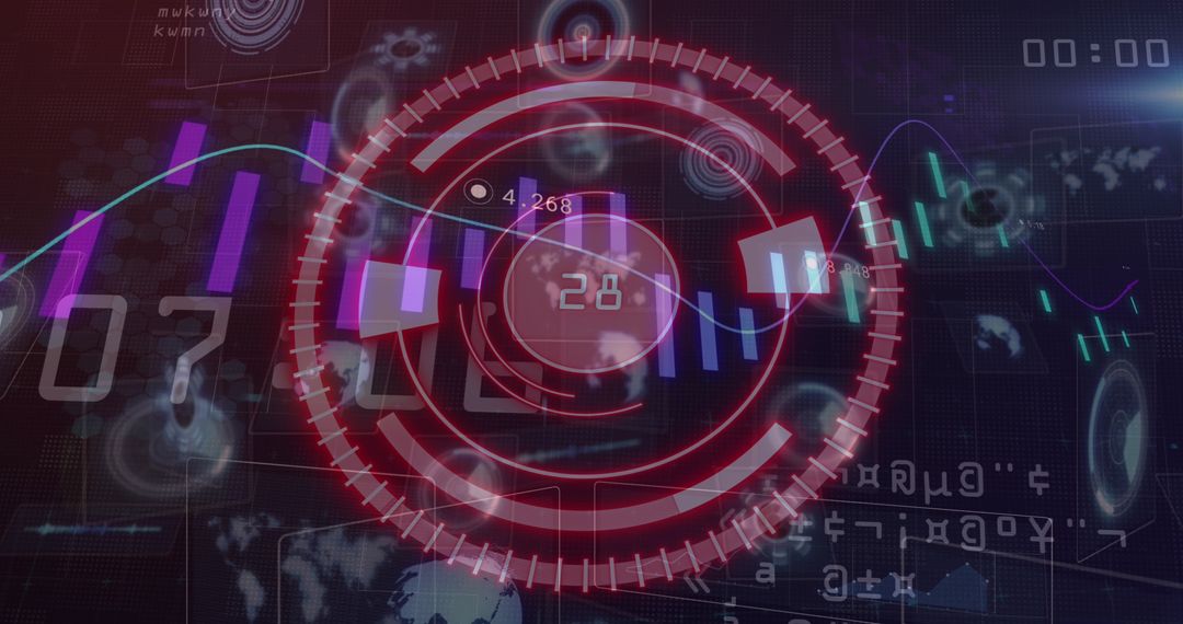 Futuristic Technology Interface with Data Graphs