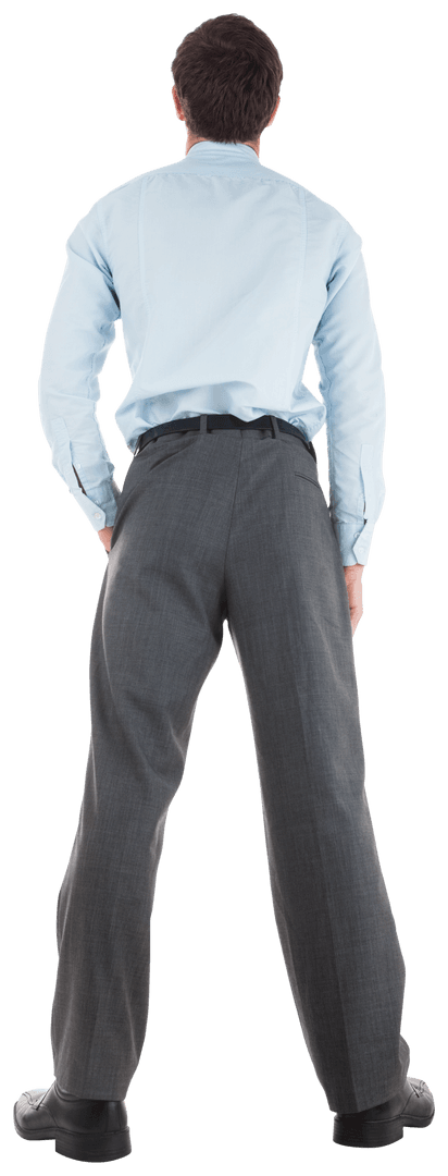 Transparent Businessman Rear View Standing Hand in Pocket