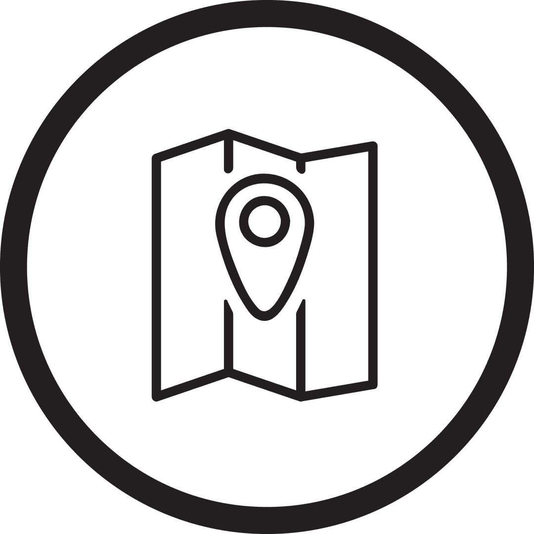 Minimalist Transparent Map Pin Illustration in Monochrome