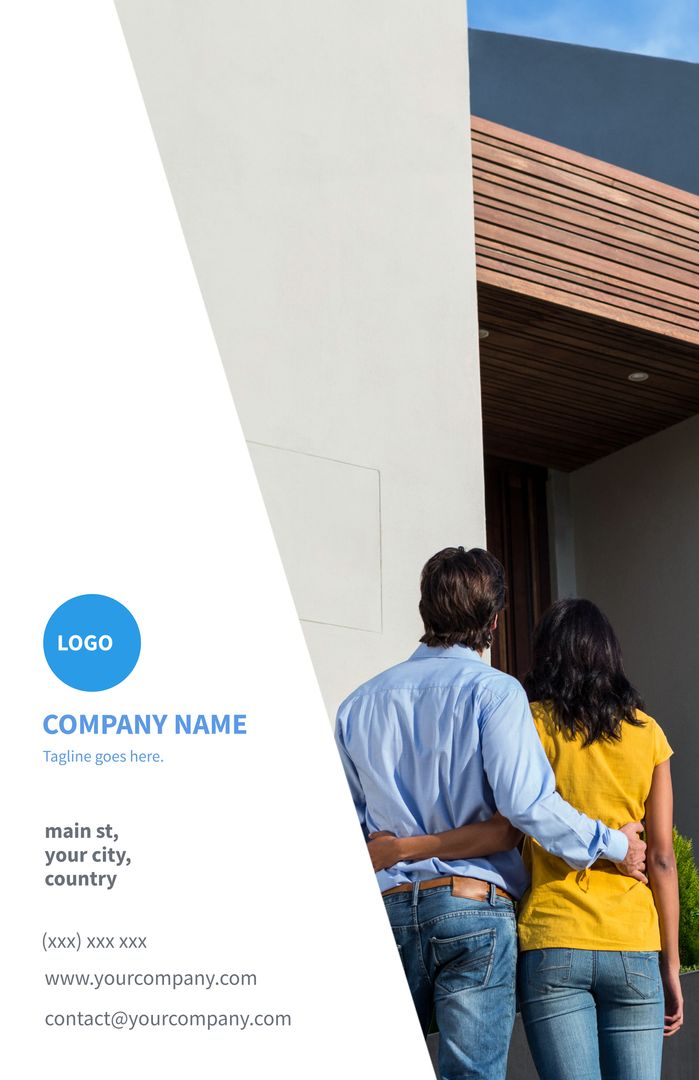 Couple Viewing Modern Home Promoting Real Estate and Aspirations