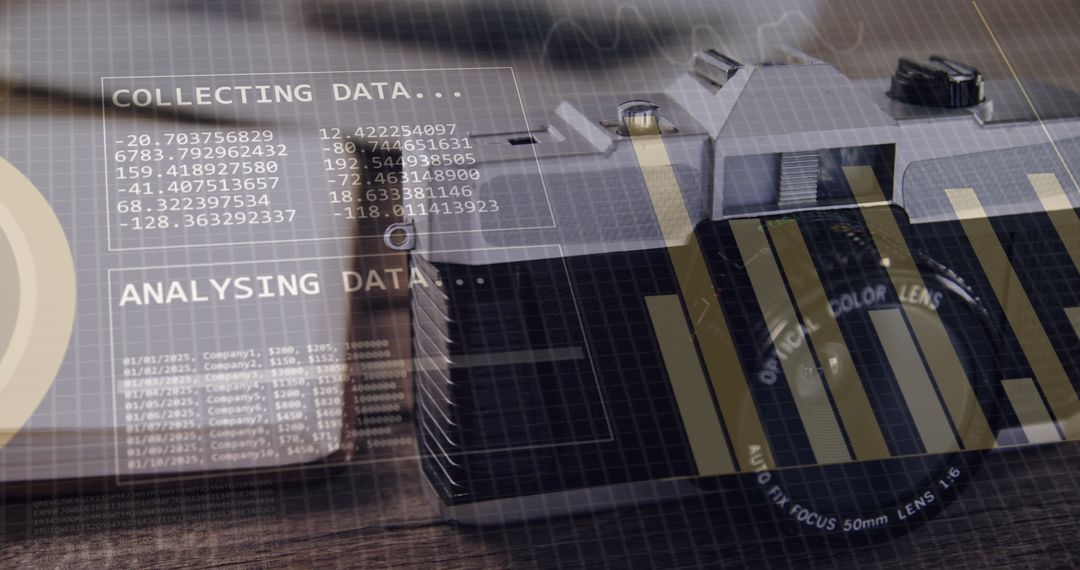 Digital Data Analysis on Office Desk with Camera
