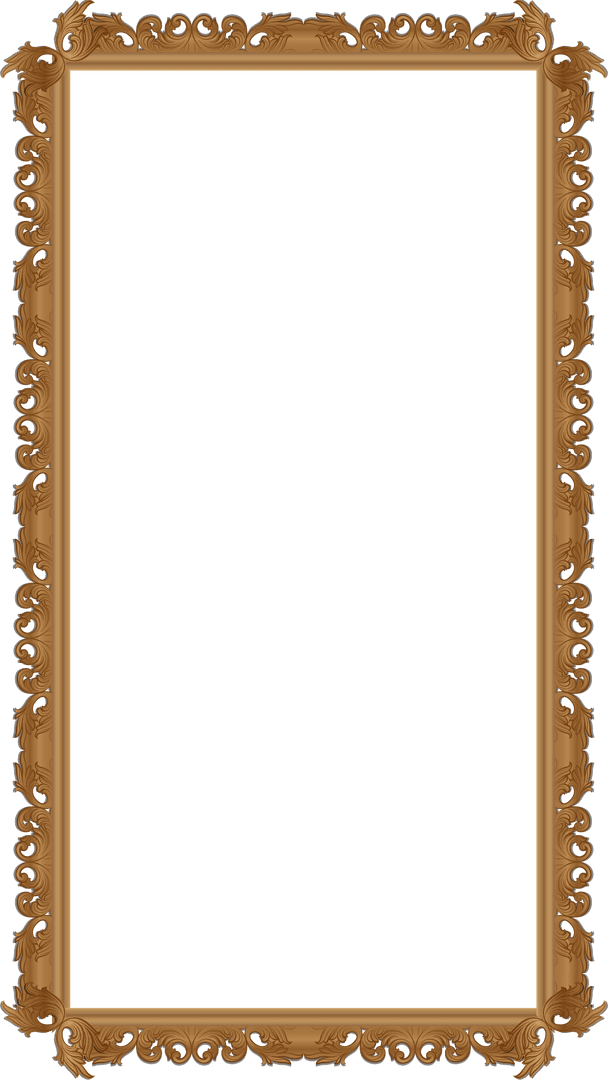 Intricate Wooden Baroque Frame with Transparent Background