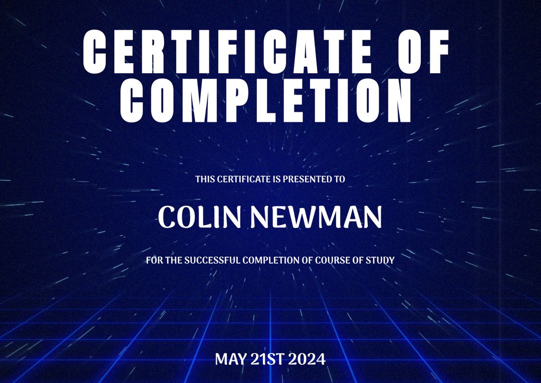 Digital Certificate of Completion with Sleek Design - Download Free Stock Templates Pikwizard.com