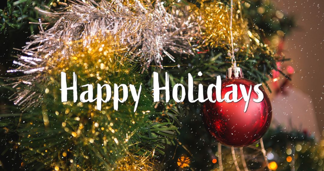 Glittering Holiday Cheer with Red Ornament and Snow