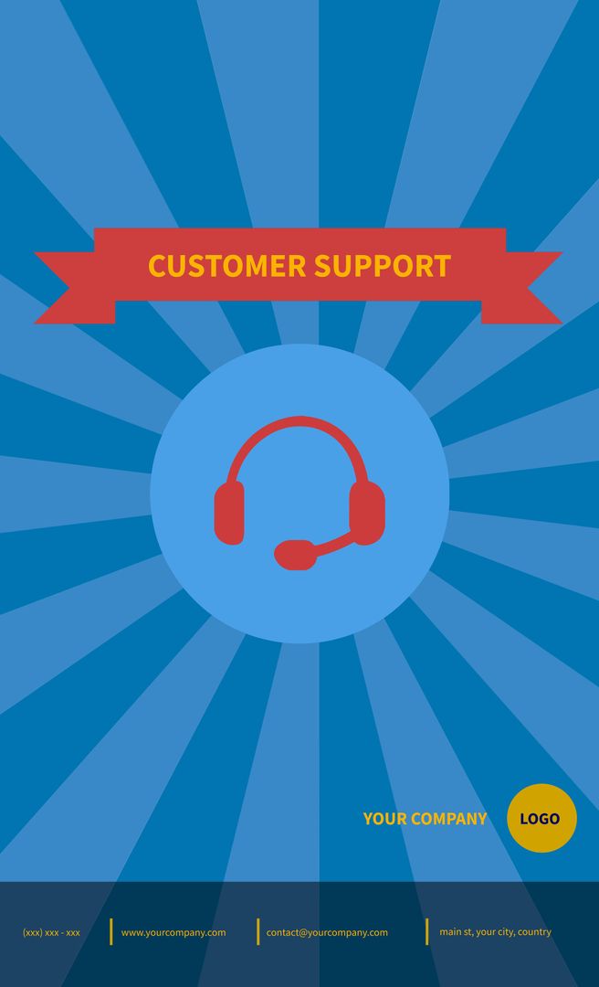 Customer Support Services Promotional Concept with Headset Icon