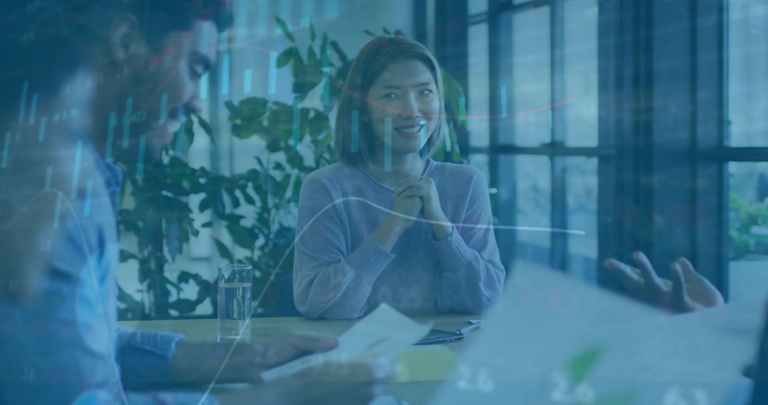 Diverse Professionals Integrating Finance and Technology in Modern Office