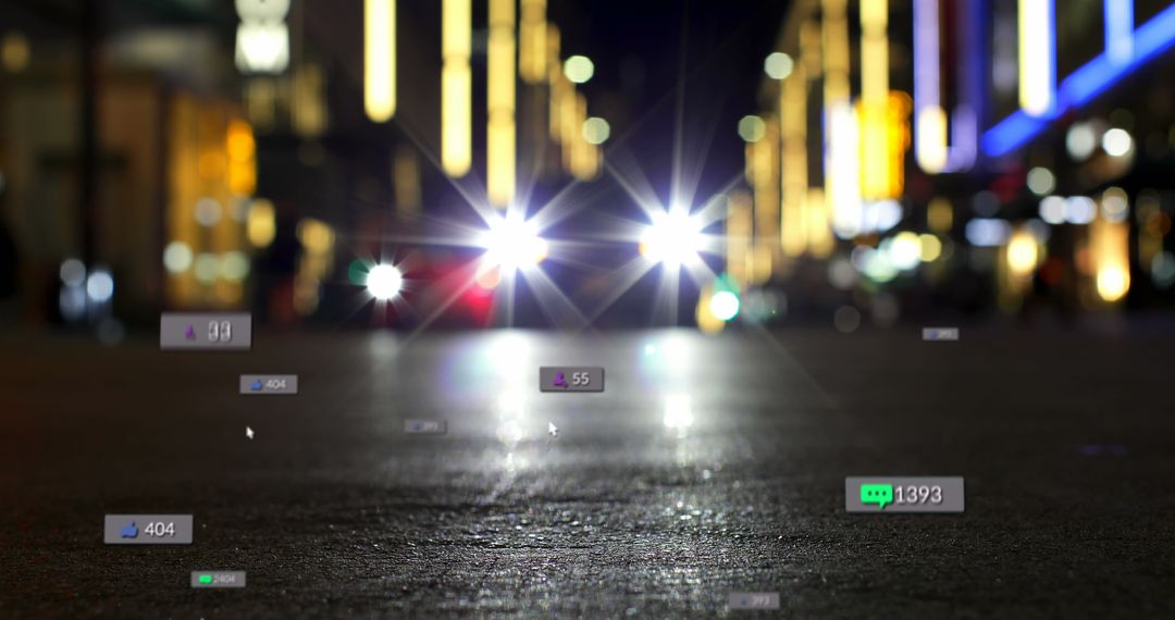 Digital Interface Concept with Social media Icons and Traffic Blur