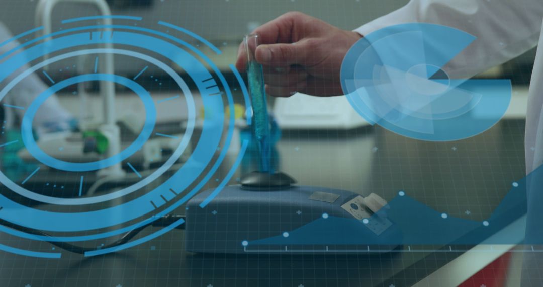 Digitally Enhanced Laboratory Scene with Futuristic Interfaces