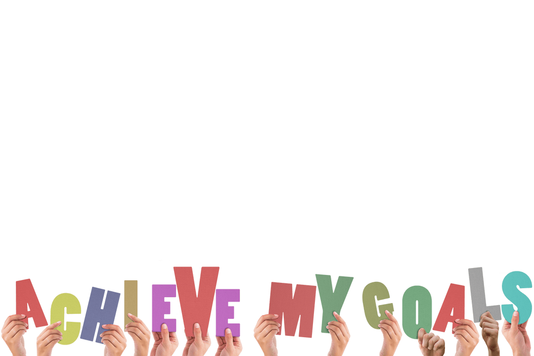 Colorful Hands Holding Transparent Steps Achieve Goals